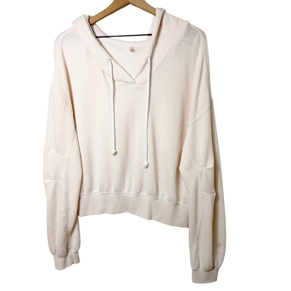 Free People Movement Beige Cropped Pullover Hoodie